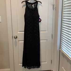 R & M Richards Black Stretchy Lace Dress